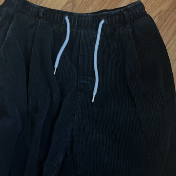worn black corduroy wide pants jawstring - Picture 1 of 3